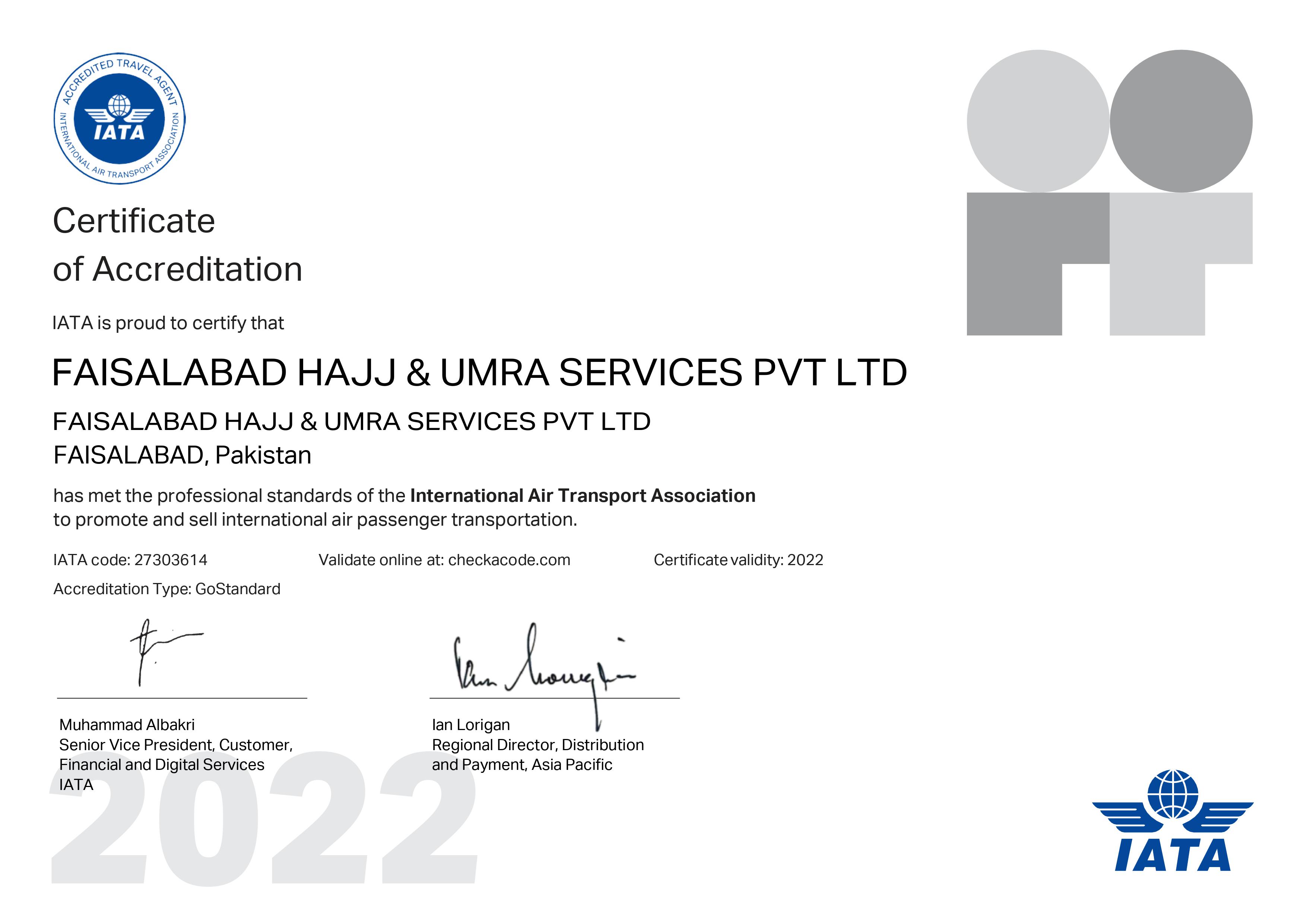 IATA Certificate